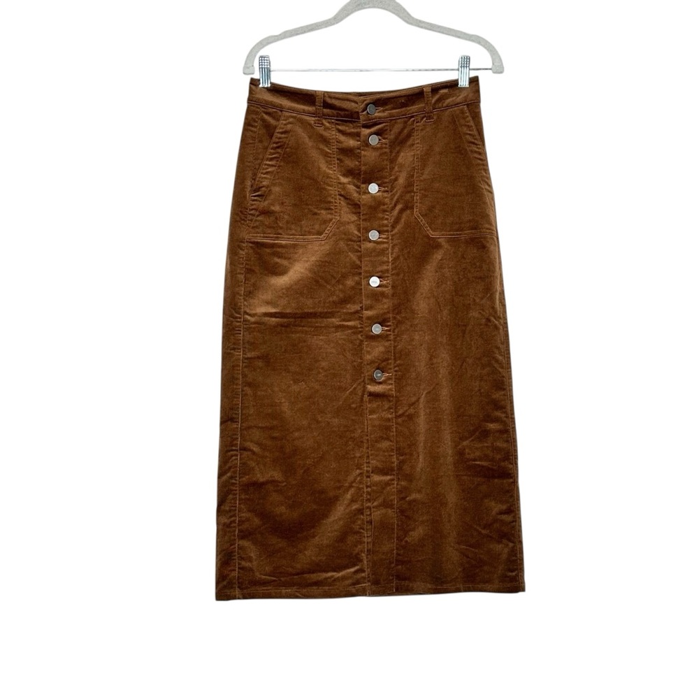 Paige Meadow Brown Corduroy Midi Pencil Skirt | Size 4 - Picture 3 of 9